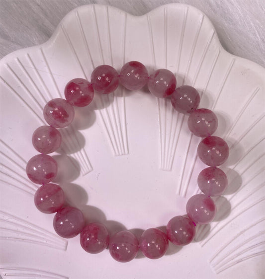 Natural Sakura Jade Bracelet 10mm Round Beads