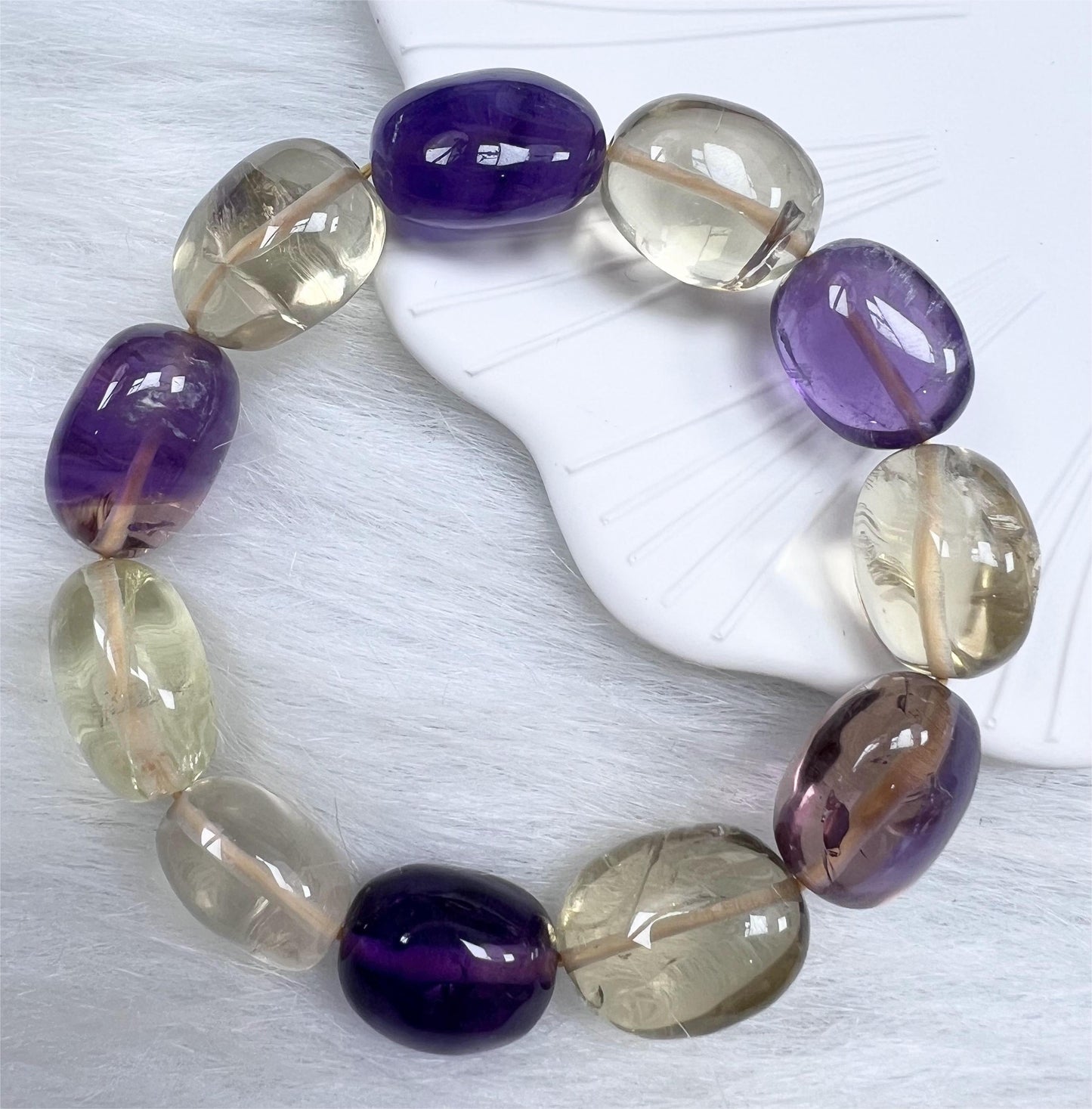 Natural Ametrine Bracelet Oval 17mm Beads